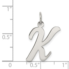 Sterling Silver Rhodium-plated Script Letter K Initial Charm - 3