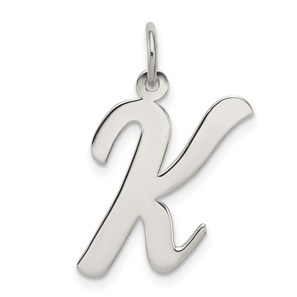 Sterling Silver Rhodium-plated Script Letter K Initial Charm - 3