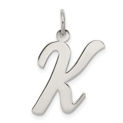 Sterling Silver Rhodium-plated Script Letter K Initial Charm - 3