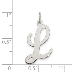 Sterling Silver Rhodium-plated Script Letter L Initial Charm - 3