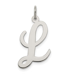 Sterling Silver Rhodium-plated Script Letter L Initial Charm - 3