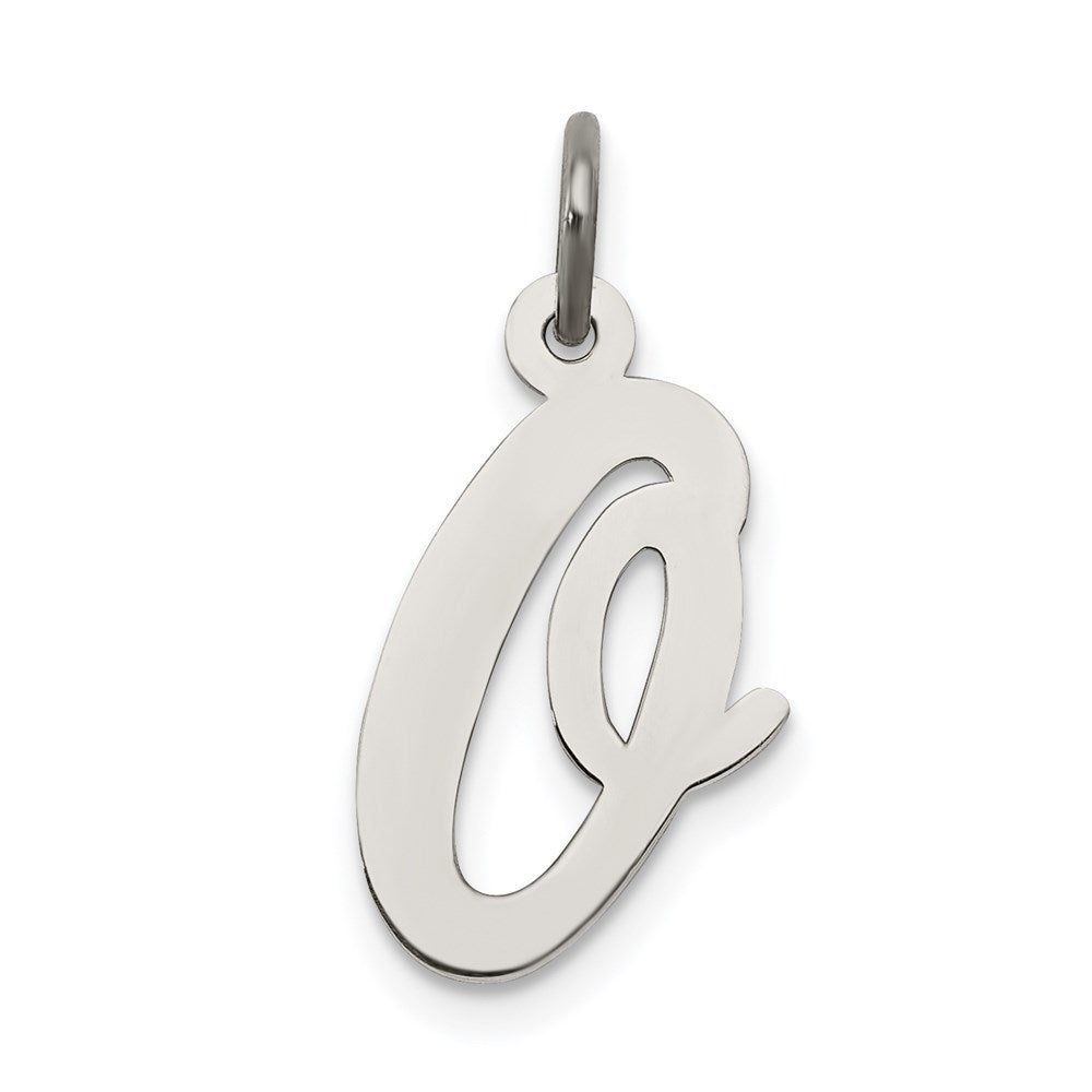 Sterling Silver Rhodium-plated Script Letter O Initial Charm - 3