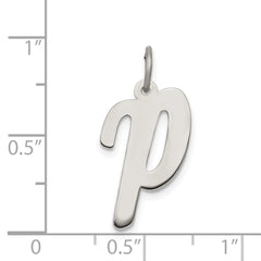 Sterling Silver Rhodium-plated Script Letter P Initial Charm - 3