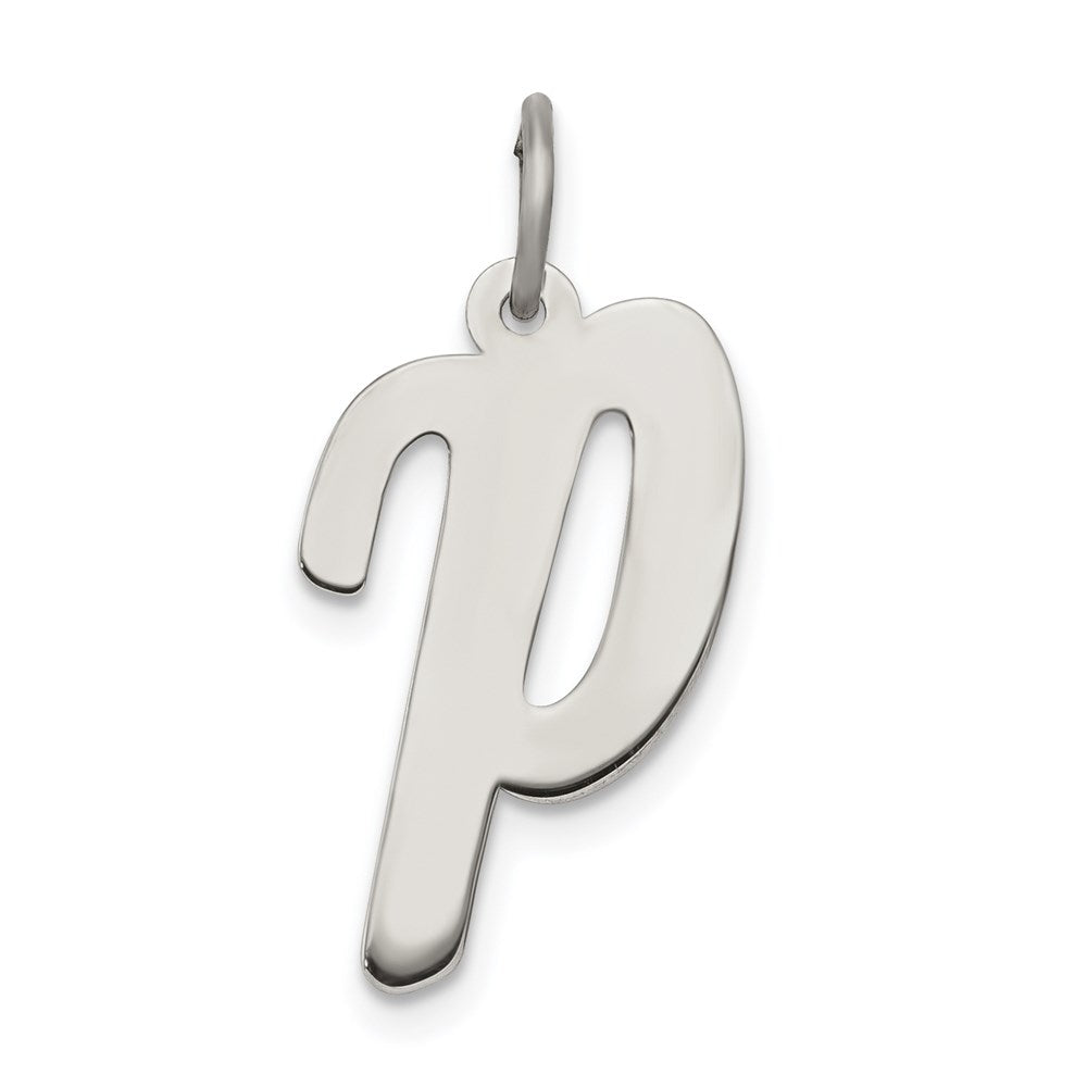 Sterling Silver Rhodium-plated Script Letter P Initial Charm - 3