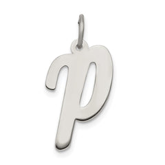 Sterling Silver Rhodium-plated Script Letter P Initial Charm - 3