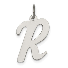 Sterling Silver Rhodium-plated Script Letter R Initial Charm - 3