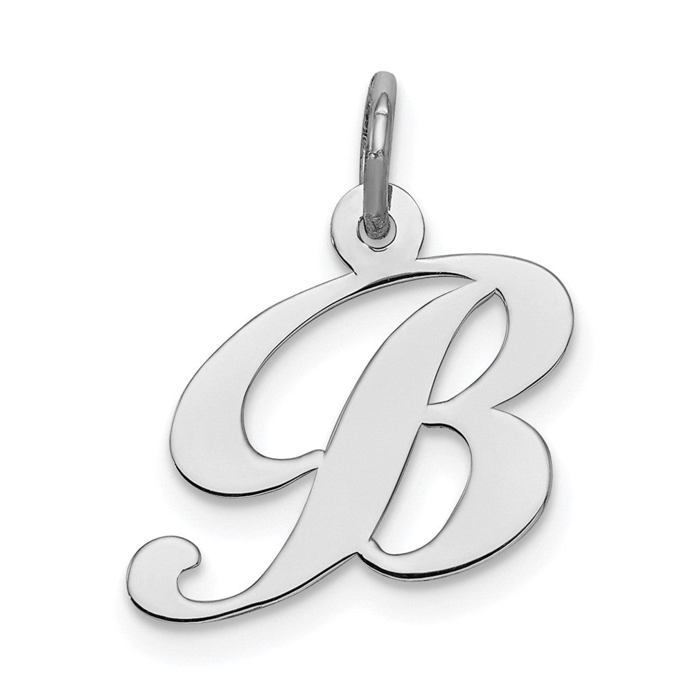 Sterling Silver Rhodium-plated Fancy Script Letter B Initial Charm - 2