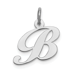 Sterling Silver Rhodium-plated Fancy Script Letter B Initial Charm - 2