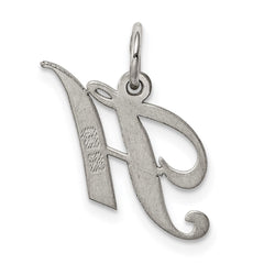 Sterling Silver Rhodium-plated Fancy Script Letter H Initial Charm - 2