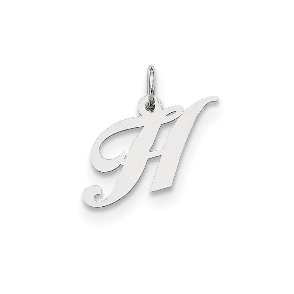Sterling Silver Rhodium-plated Fancy Script Letter H Initial Charm - 2