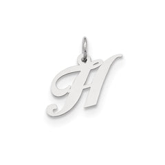 Sterling Silver Rhodium-plated Fancy Script Letter H Initial Charm - 2