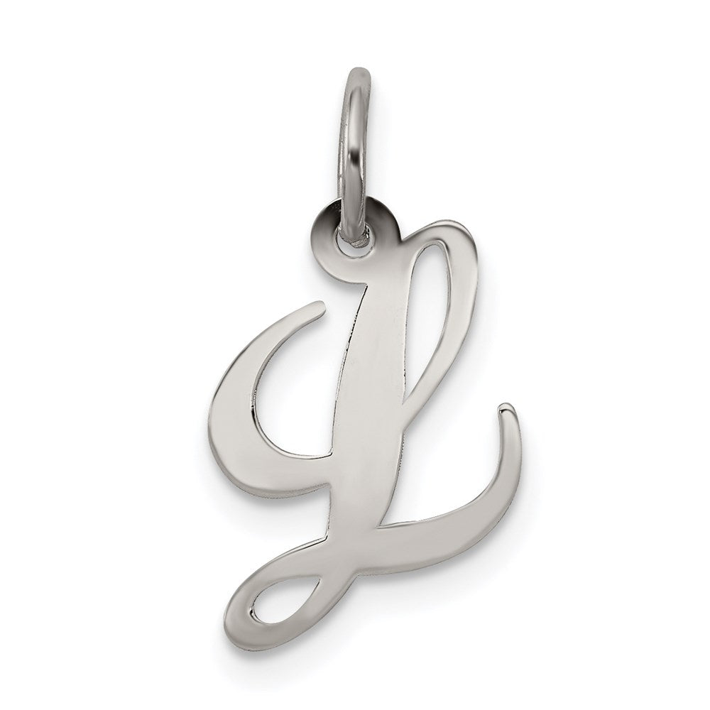 Sterling Silver Rhodium-plated Fancy Script Letter L Initial Charm - 2