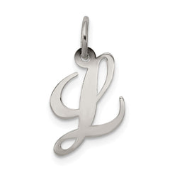Sterling Silver Rhodium-plated Fancy Script Letter L Initial Charm - 2
