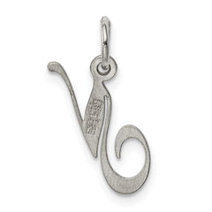 Sterling Silver Rhodium-plated Fancy Script Letter N Initial Charm - 2