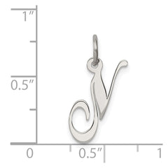 Sterling Silver Rhodium-plated Fancy Script Letter N Initial Charm - 2