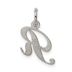 Sterling Silver Rhodium-plated Fancy Script Letter R Initial Charm - 2