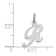 Sterling Silver Rhodium-plated Fancy Script Letter R Initial Charm - 2