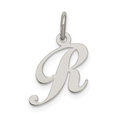 Sterling Silver Rhodium-plated Fancy Script Letter R Initial Charm - 2
