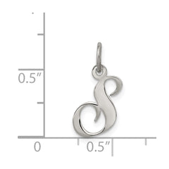 Sterling Silver Rhodium-plated Fancy Script Letter S Initial Charm - 2