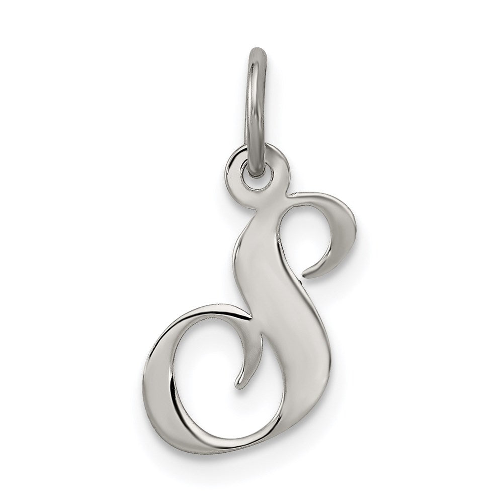 Sterling Silver Rhodium-plated Fancy Script Letter S Initial Charm - 2