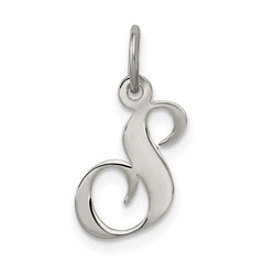 Sterling Silver Rhodium-plated Fancy Script Letter S Initial Charm - 2