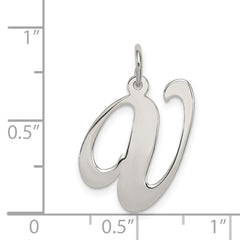 Sterling Silver Rhodium-plated Fancy Script Letter V Initial Charm - 2