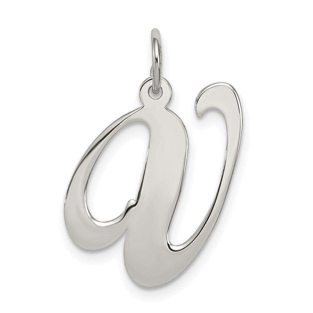 Sterling Silver Rhodium-plated Fancy Script Letter V Initial Charm - 2
