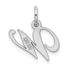 Sterling Silver Rhodium-plated Fancy Script Letter W Initial Charm - 3