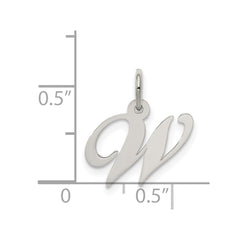 Sterling Silver Rhodium-plated Fancy Script Letter W Initial Charm - 3