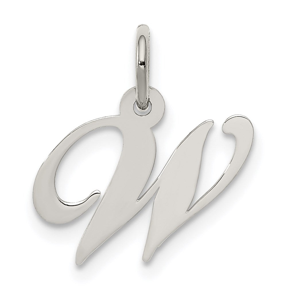 Sterling Silver Rhodium-plated Fancy Script Letter W Initial Charm - 3
