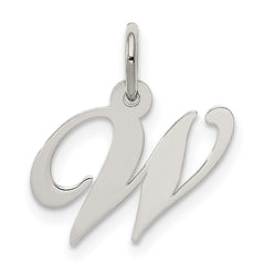 Sterling Silver Rhodium-plated Fancy Script Letter W Initial Charm - 3