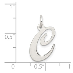 Sterling Silver Rhodium-plated Fancy Script Letter C Initial Charm - 3