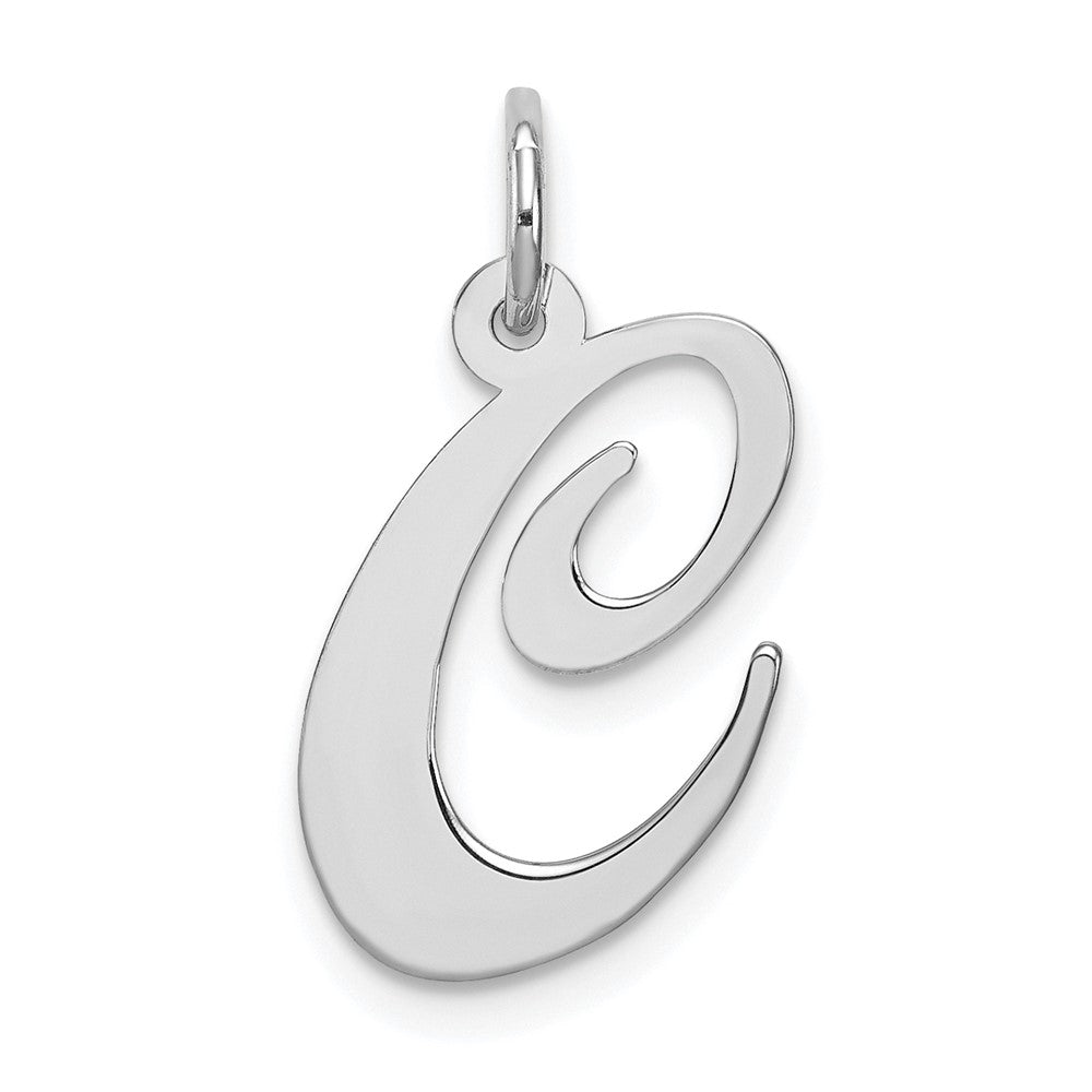 Sterling Silver Rhodium-plated Fancy Script Letter C Initial Charm - 3