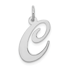 Sterling Silver Rhodium-plated Fancy Script Letter C Initial Charm - 3