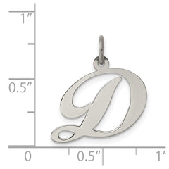 Sterling Silver Rhodium-plated Fancy Script Letter D Initial Charm - 3