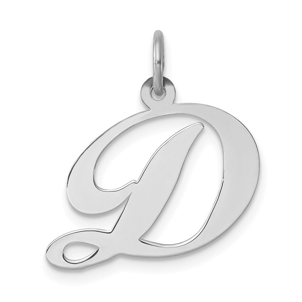 Sterling Silver Rhodium-plated Fancy Script Letter D Initial Charm - 3