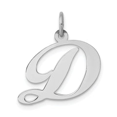 Sterling Silver Rhodium-plated Fancy Script Letter D Initial Charm - 3