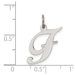 Sterling Silver Rhodium-plated Fancy Script Letter F Initial Charm - 3