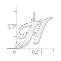 Sterling Silver Rhodium-plated Fancy Script Letter H Initial Charm - 3