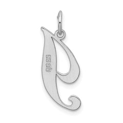 Sterling Silver Rhodium-plated Fancy Script Letter I Initial Charm - 3