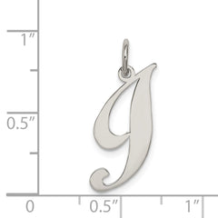 Sterling Silver Rhodium-plated Fancy Script Letter I Initial Charm - 3