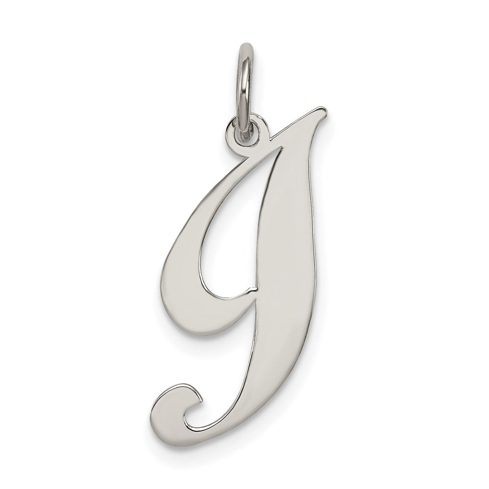 Sterling Silver Rhodium-plated Fancy Script Letter I Initial Charm - 3