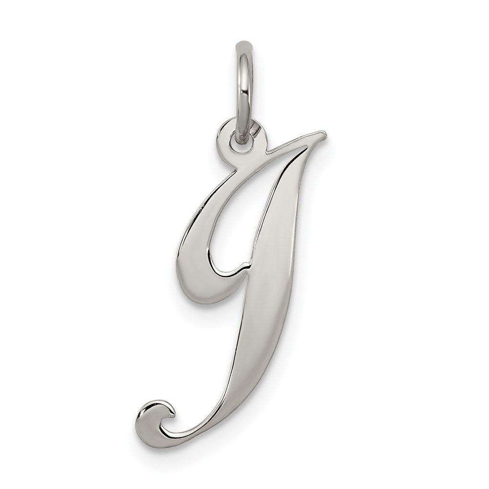 Sterling Silver Rhodium-plated Fancy Script Letter J Initial Charm - 3