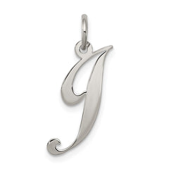 Sterling Silver Rhodium-plated Fancy Script Letter J Initial Charm - 3