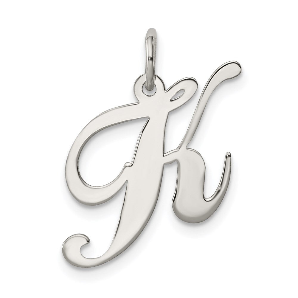 Sterling Silver Rhodium-plated Fancy Script Letter K Initial Charm - 3