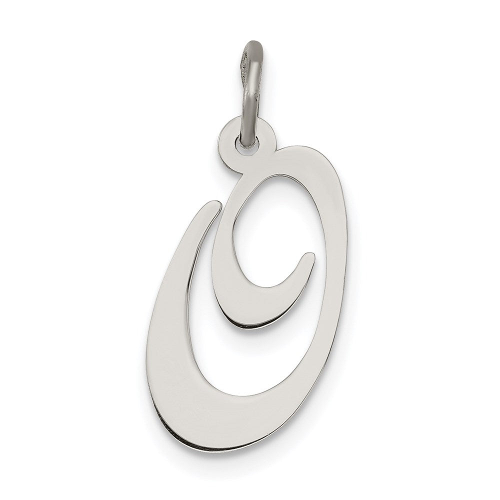 Sterling Silver Rhodium-plated Fancy Script Letter O Initial Charm - 3