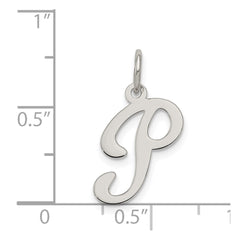 Sterling Silver Rhodium-plated Fancy Script Letter P Initial Charm - 3