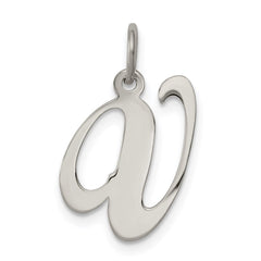 Sterling Silver Rhodium-plated Fancy Script Letter V Initial Charm - 3