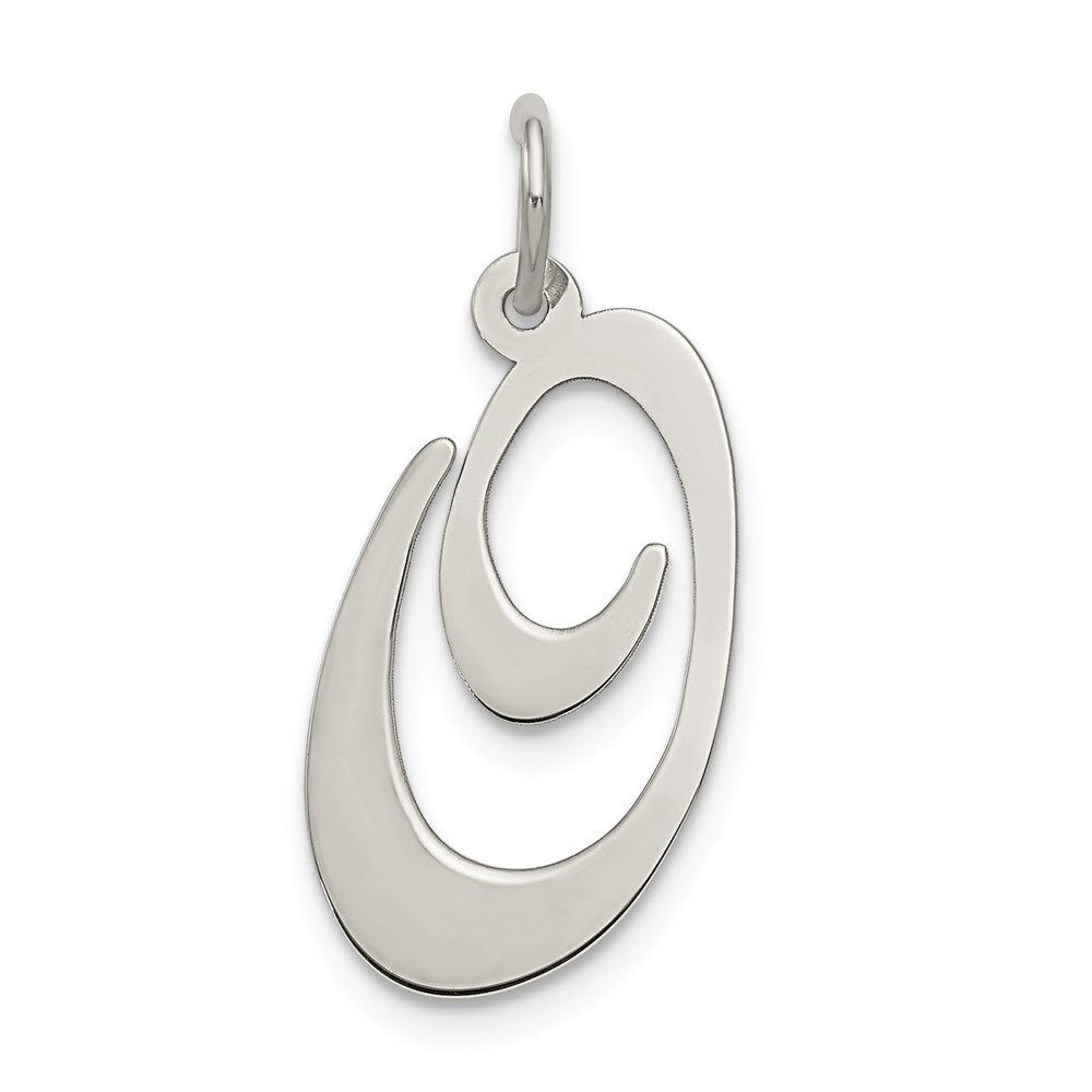 Sterling Silver Rhodium-plated Fancy Script Letter O Initial Charm - 2