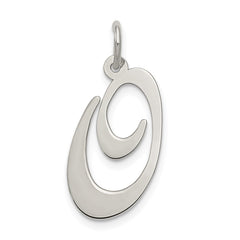 Sterling Silver Rhodium-plated Fancy Script Letter O Initial Charm - 2